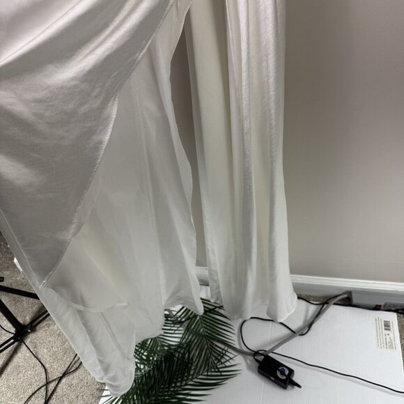 Mac Duggal Dress Womens 2 White One Shoulder Gown Asymmetric Satin Formal 49006 - Picture 6 of 10